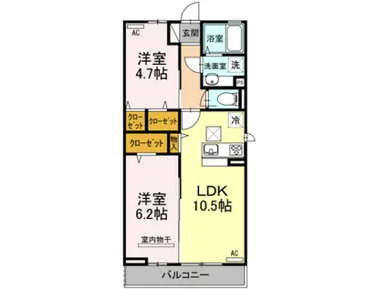 ソレイユファミール ソレイユ(2LDK/1階)の間取り写真