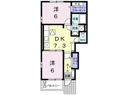 ラフレシール(2DK/1階)の間取り写真