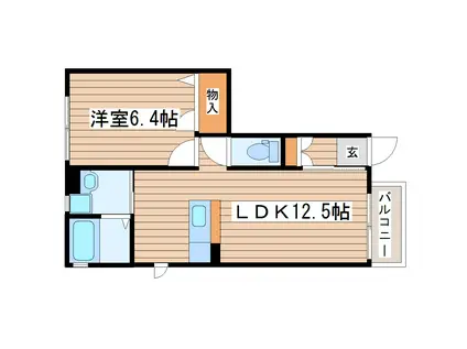 ジュネス湘南(ワンルーム/1階)の間取り写真