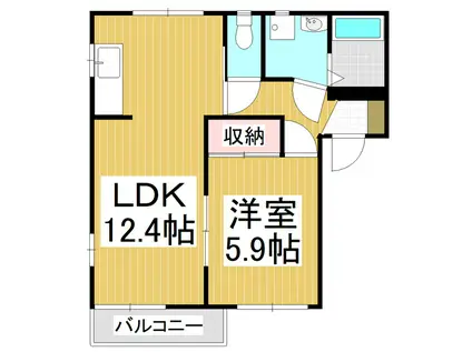 ディアス 上杉A(1LDK/2階)の間取り写真