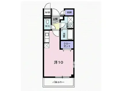 エレガンスヒルズ(ワンルーム/1階)の間取り写真