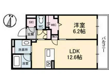 メルヴェーユY(1LDK/2階)の間取り写真