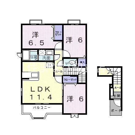 オンブラージュI(3LDK/2階)の間取り写真