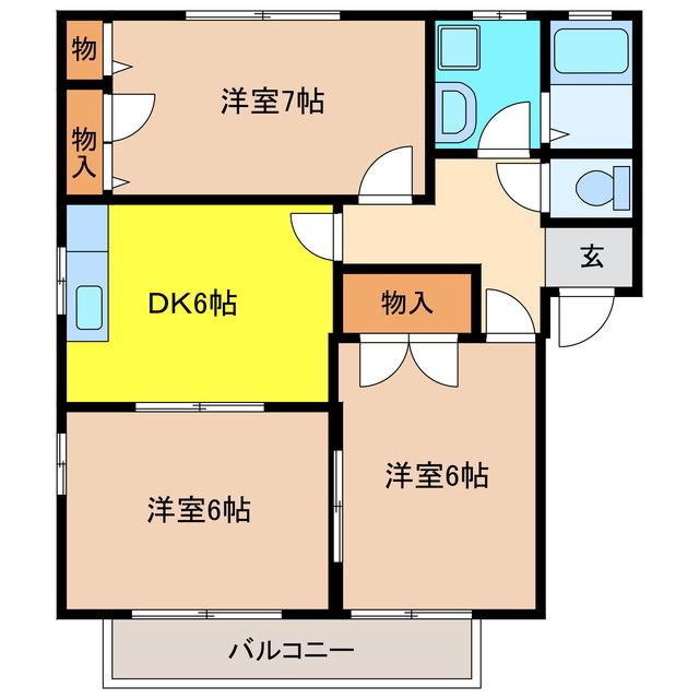 ピューラII(3DK/2階)の間取り写真