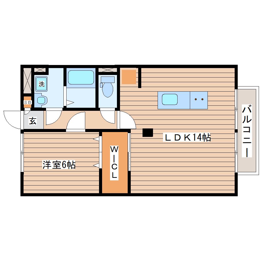 パセオプラシード袋原(1LDK/2階)の間取り写真
