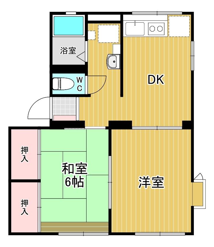 コウブンハイム(2DK/2階)の間取り写真