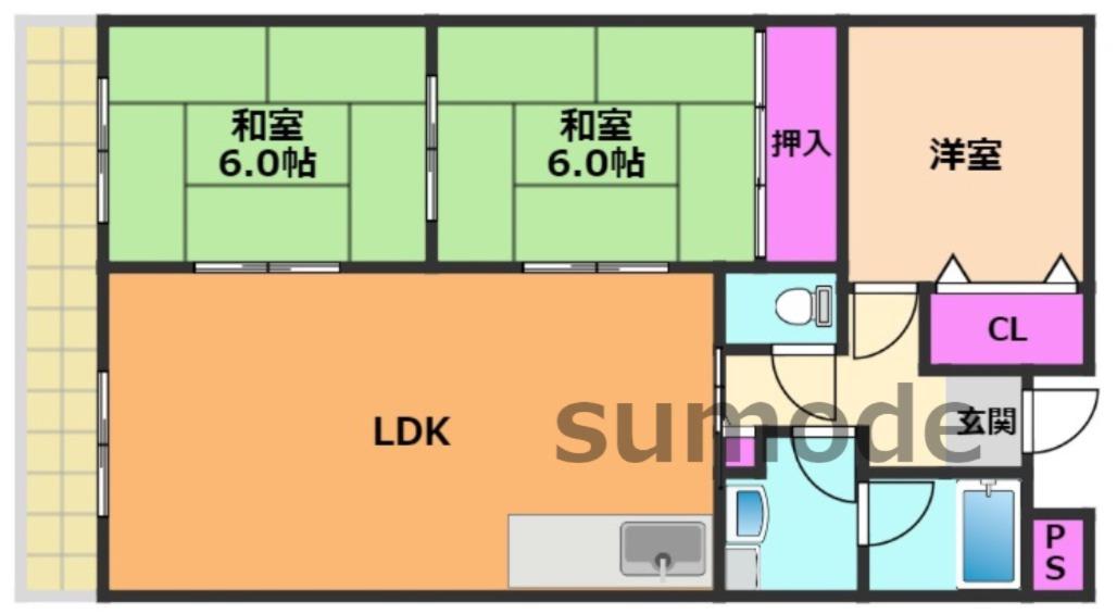 グランドメゾン(3LDK/1階)の間取り写真
