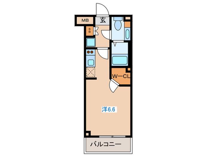 レジディア笹塚II(ワンルーム/1階)の間取り写真