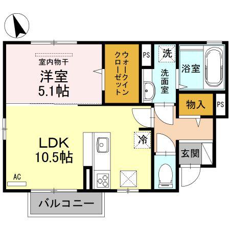 エクラシオールI(1LDK/1階)の間取り写真