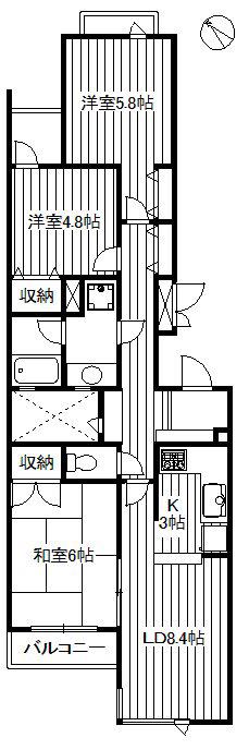 コスモプレイス氷川台(3LDK/1階)の間取り写真