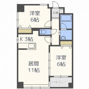 ノヴァシャトン(2LDK/4階)の間取り写真