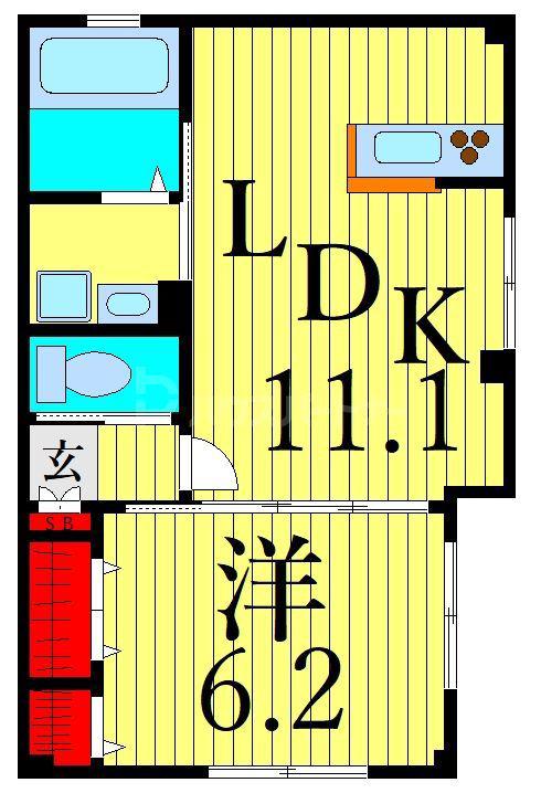 プラカーサ(1LDK/1階)の間取り写真