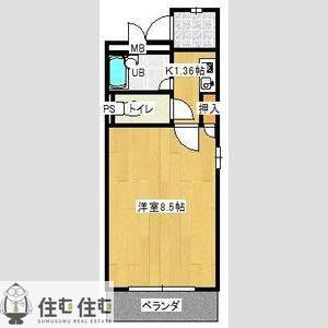 ハピネス1(1K/2階)の間取り写真