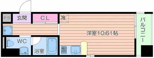 シャトーアスティナ京橋アルト(ワンルーム/6階)の間取り写真
