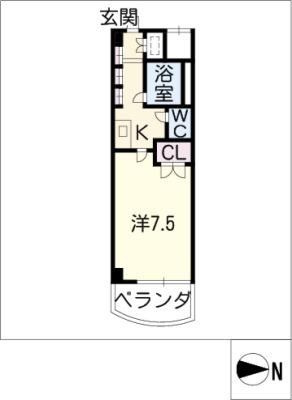アミューズコート(ワンルーム/4階)の間取り写真