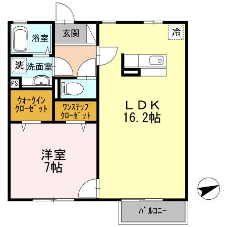 グレイスハイム(1LDK/2階)の間取り写真