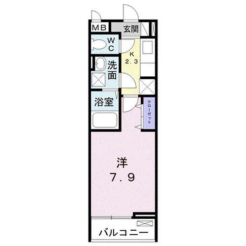 パルフェット島田本町(1K/2階)の間取り写真
