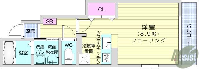 メリーハウスⅡ(1K/1階)の間取り写真
