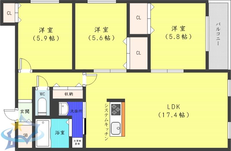CELESTIA(3LDK/3階)の間取り写真