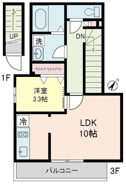 ベル・フルール(1LDK/3階)の間取り写真