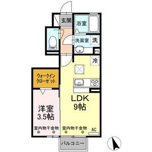 プロヴァンスの杜(1LDK/1階)の間取り写真