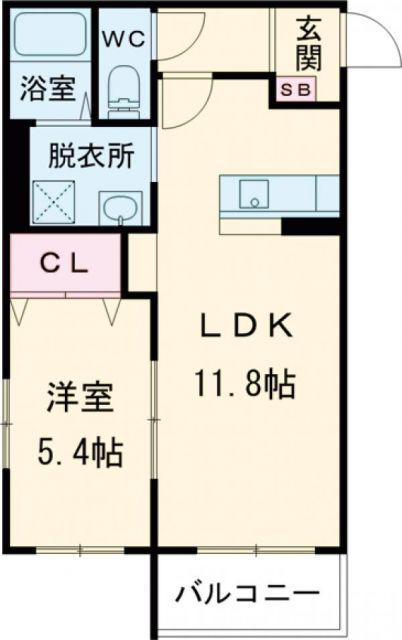 ハートフル下戸山(1LDK/3階)の間取り写真