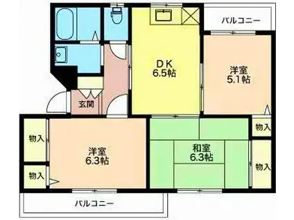 グランメール千本B(3DK/4階)の間取り写真