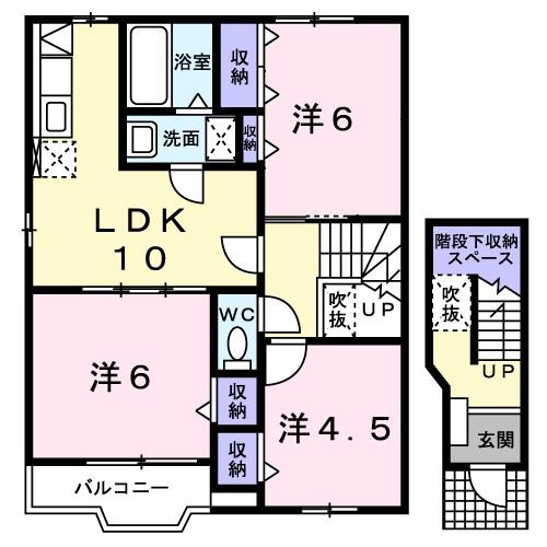 セレノブリッサB(3LDK/2階)の間取り写真