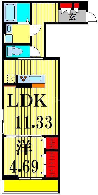 アナシエ亀有(1LDK/1階)の間取り写真