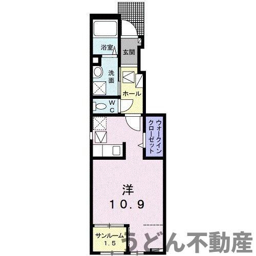 リュシータ B(ワンルーム/1階)の間取り写真