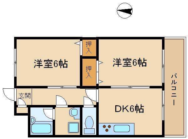 ヴィヨーム京都北大路(2DK/4階)の間取り写真