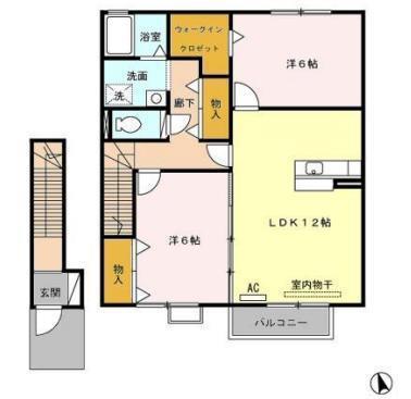 グリーンヒルズたかお(2LDK/2階)の間取り写真