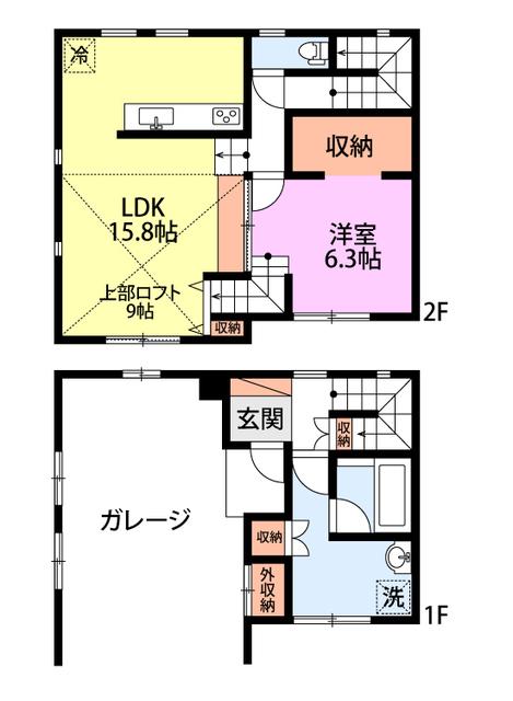 GARATTE E(1LDK/1階)の間取り写真