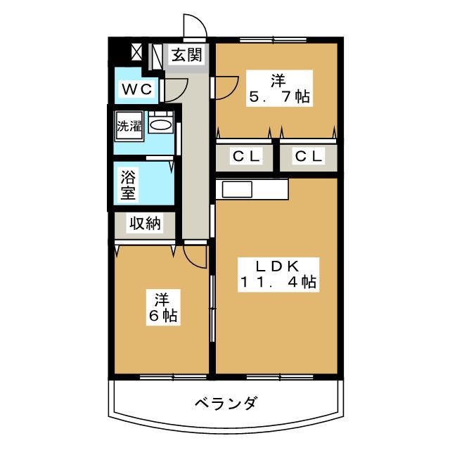 ギフトIII(2LDK/4階)の間取り写真