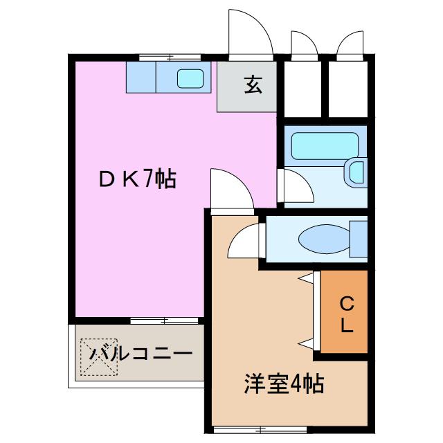 日の出マンション(1DK/2階)の間取り写真