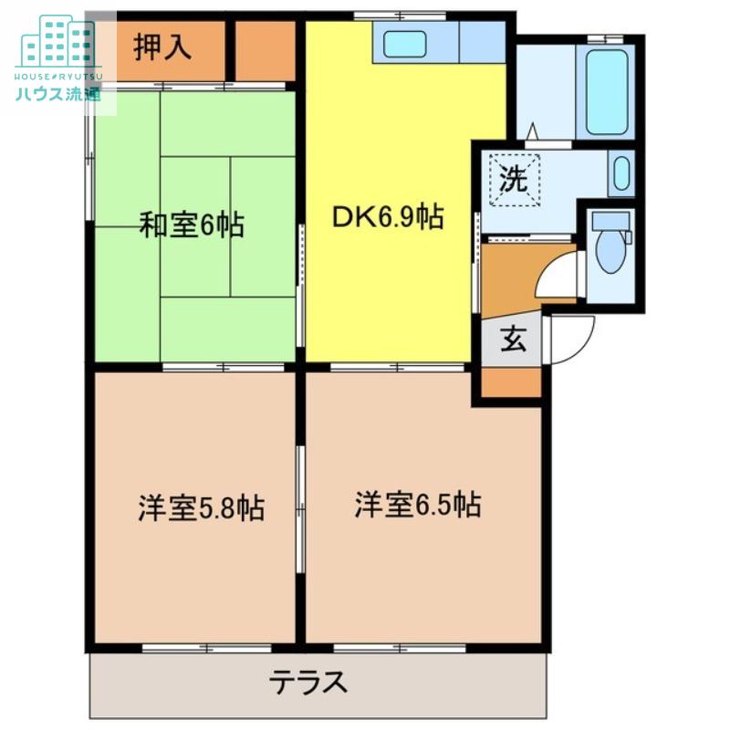 バリュージュ ルミナス C棟(3DK/1階)の間取り写真