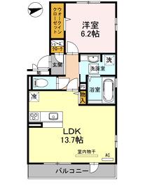 カーサ高善 A棟(1LDK/1階)の間取り写真