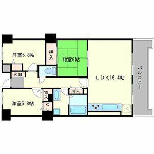 アーバンパーク緑地公園(3LDK/1階)の間取り写真