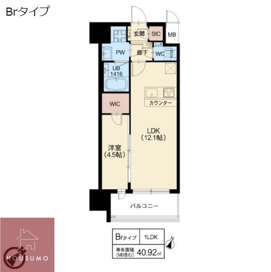 スプランディッド新大阪VII(1LDK/9階)の間取り写真