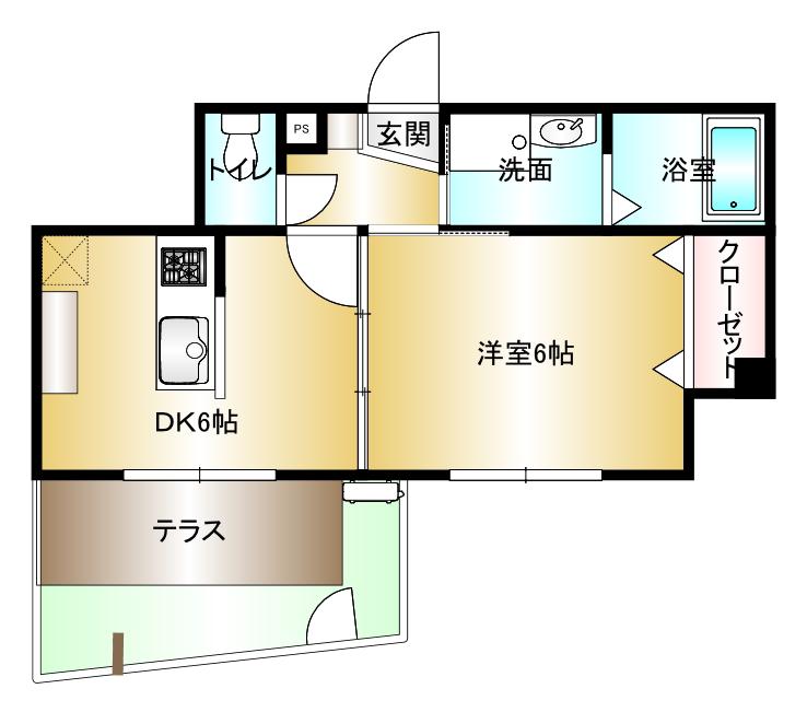 アーバニティハイムV(1DK/1階)の間取り写真