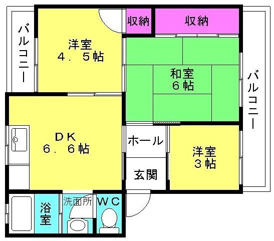 明伸第1ビル(3DK/2階)の間取り写真