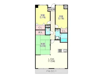 プランテーム吉田(3LDK/6階)の間取り写真