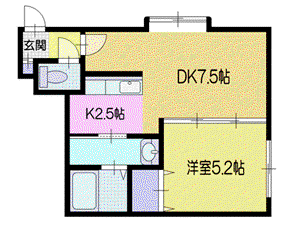AREX 小樽(1LDK/1階)の間取り写真