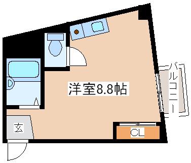 グランディア北野異人館通(ワンルーム/3階)の間取り写真