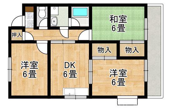プレタメゾンF(3DK/3階)の間取り写真