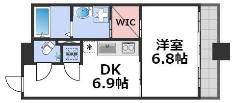 アーバンフラッツ瓦町(1DK/2階)の間取り写真