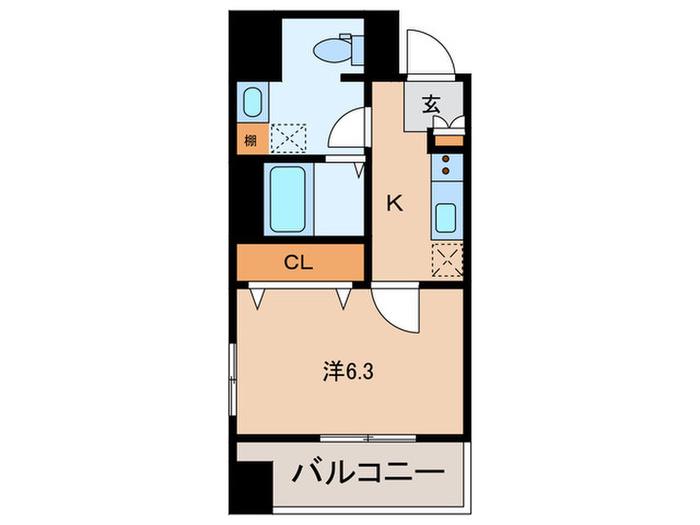 ORANGE 麻布(1K/2階)の間取り写真