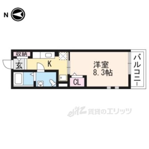アンフィニ-唐崎A(1K/3階)の間取り写真