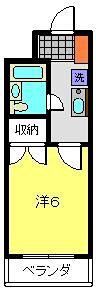 クレセントハウスII(1K/2階)の間取り写真