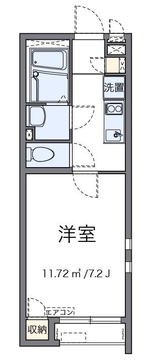 小田急線 登戸駅 徒歩13分 2階建 築10年(1K/1階)の間取り写真